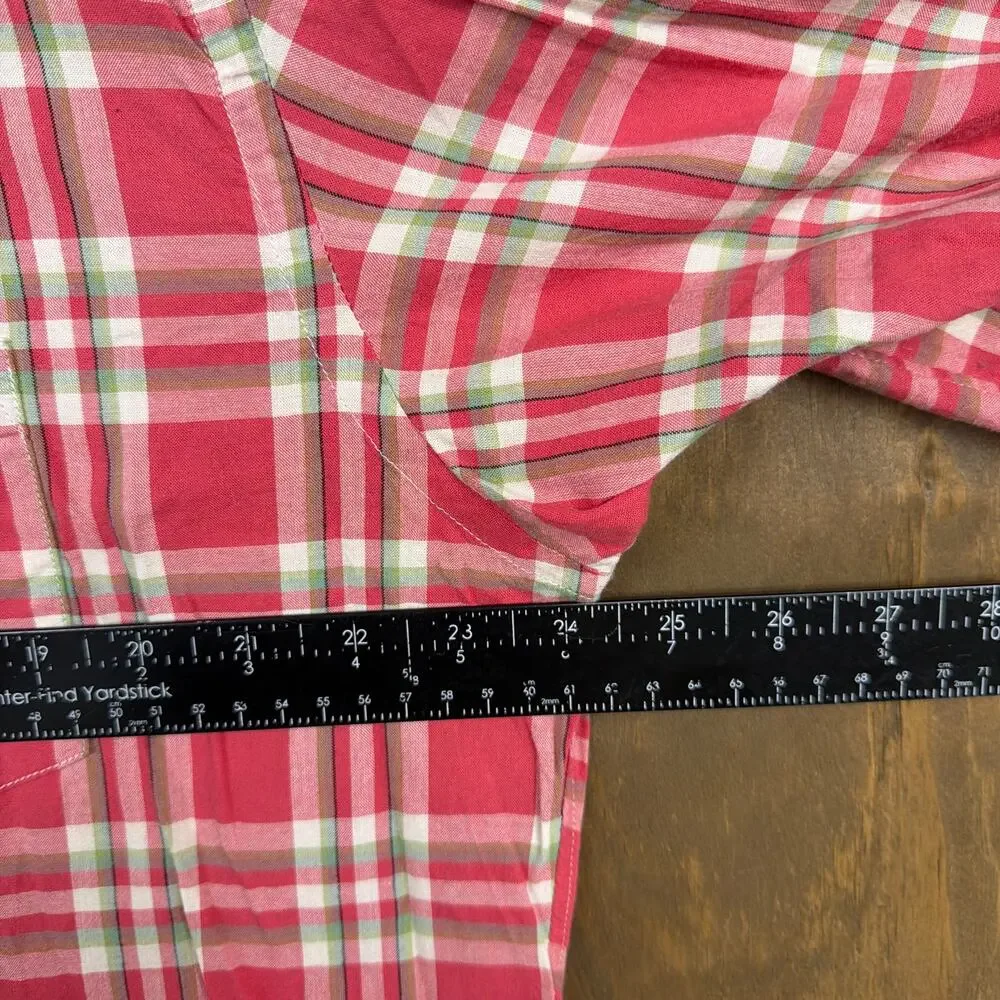 J.Crew Tailored Mens Shirt Pink Red Plaid Woven Button Down Long Sleeve XL